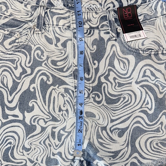 Shorts Midi High Rise Juniors size 9 Raw Hem multicolor two tone blue NWT - Picture 10 of 14